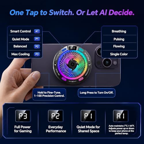 Phone Cooling Fan,Phone Cooler for Gaming,Cell Phone Fan,AI Smart Control - Image 5