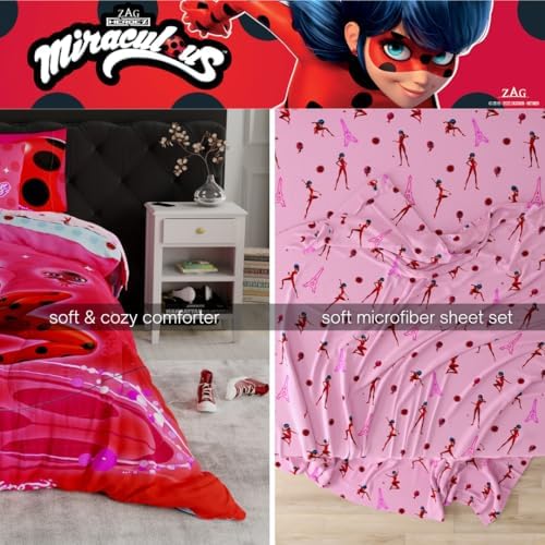 Miraculous: Tales of Ladybug and Cat Noir Kids Bedding Super Soft Comforter and Sheet Set, 5 Piece Full Size, (Officially Licensed Product) - Image 5