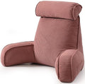 Corduroy Reading Pillow with Arms & Detachable Neck Roll, Bed Rest Back Support, Adult Cushion for Sitting Sofa & Floor, Side Pockets & Washable Cover, Brick Brown by Ailuteie