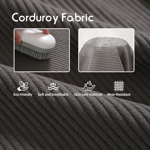 Reading Pillow for Sitting Up in Bed, Sofa & Floor – Corduroy Backrest Pillow with Arms, Side Pockets & Washable Cover, Bed Rest Pillow Back Support, Dark Grey - Image 5