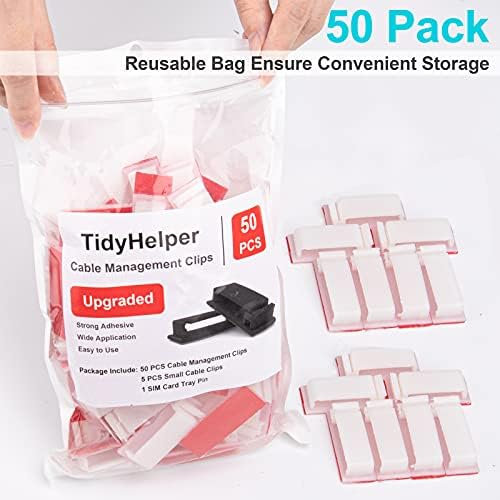 50 PCS Under Table Cable Management Clips White, Large Cable Clips for Computer Desk Cable Wire Management, Adhesive Wire Organizer Clips for Multiple Cord Management (PC, Network, TV, Ethernet) - Image 6