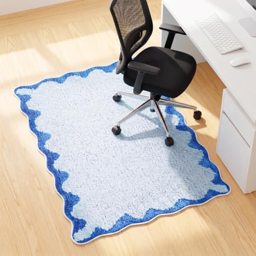 Breling Office Chair Mat for Hardwood Floor & Tile Floor, 36" x 48" Large Anti-Slip Floors Protector, Under Desk Gaming Rug for Rolling Computer Chair for Office Home(Scallop Edge,Blue) by Breling