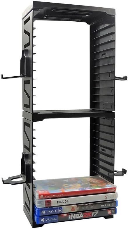 Video Game Storage Rack, 24 Game Disk Holders, 4 Controller Holders, Universal for PS5/PS4/Xbox Series S & X/Xbox, Black, 12 Pack - Image 6