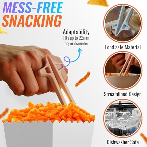 SNACTIV LITE Finger Chopsticks for Gamers 4PC Bundle - As Seen on Shark Tank! The Official Snacking Tool of the Future - Enjoy Snacks and Chips with Ease - Innovative Gaming Snacking Solution - Image 2