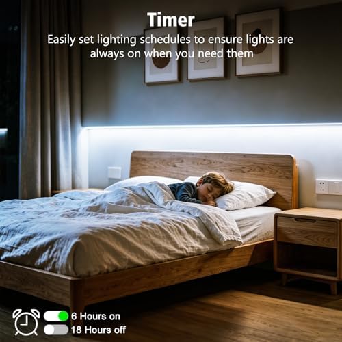 echosari Battery Operated Led Strip Lights White with Remote, 8 Modes, Dimmable, Timer, Self-Adhesive, Cuttable, for PC TV Kitchen Cabinet Shelves Bedroom Decor (3m 90LED) - Image 3