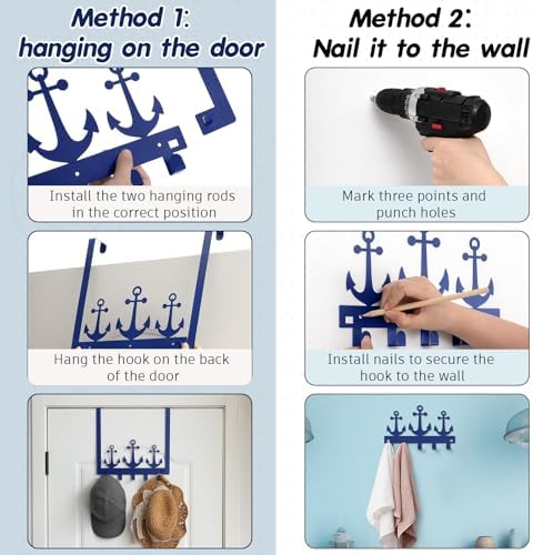Reallnaive Anchor Over The Door Hooks Nautical Coastal Bathroom Decor - Image 3