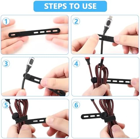 20 Pcs Black Silicone Cable Ties, Reusable Cable Straps Wire Organizer. - Image 3