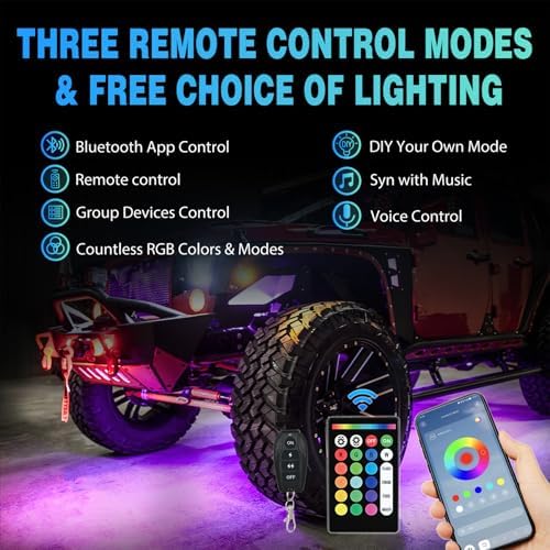 Nilight RGBW LED Rock Lights Kit 8 Pods 22 LEDs Wide Angle Lighting - Image 4