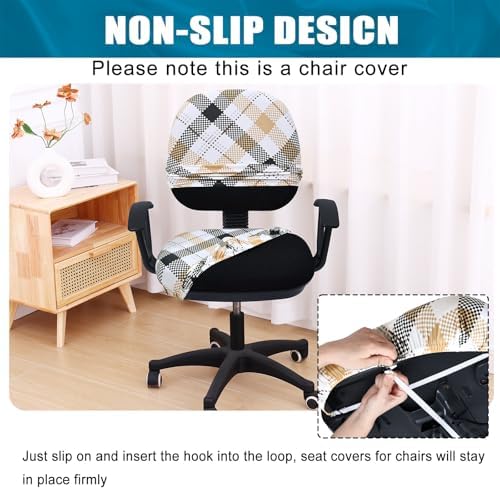 Smiry Stretch Printed Office Computer Desk Chair Covers for Seat & Backrest | Stretch Fit, Soft Fabric Universal Washable Removable, Anti-Dust Rotating Chair Slipcovers Protector - Image 3
