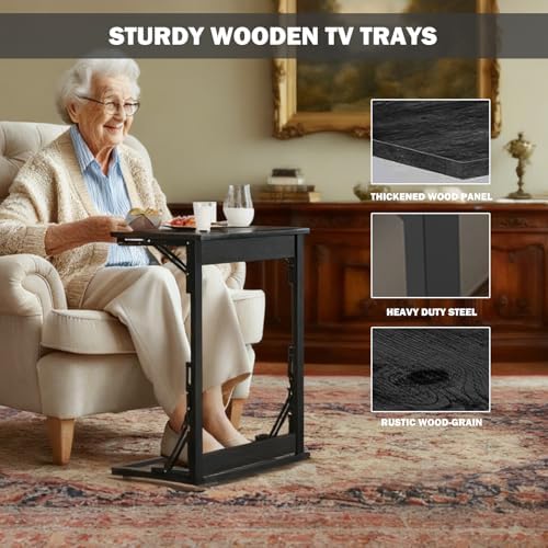 Folding TV Trays Set of 2, Adjustable Height TV Trays for Eating on Couch - Image 6