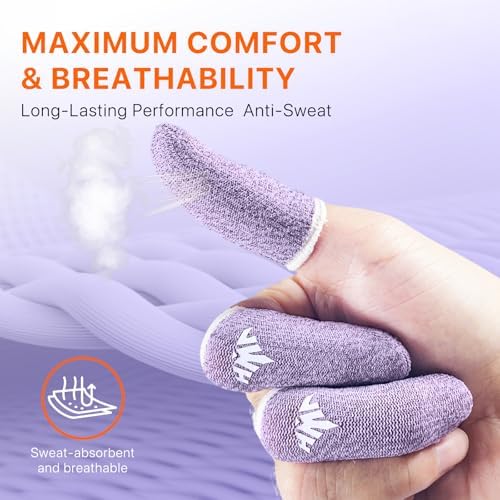 JWH 16 PCS Mobile Gaming Finger Sleeves for Dedales Gamer Profesionales Silver Fiber Thumb Sleeves with Pubg Controller Anti Slip Sweat Proof Finger Gloves with High Sensitivity Touchscreen for FPS - Image 5