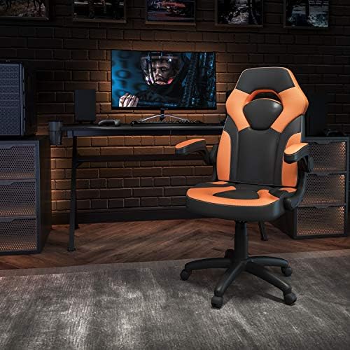 Flash Furniture X10 Gaming Chair Racing Office Ergonomic Computer PC Adjustable Swivel Chair with Flip-up Arms, Orange/Black LeatherSoft | Ergonomic, Flip-up Arms, Height Adjustable, Racing Style - Image 2