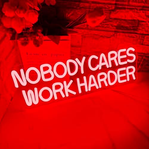 Allball Nobody Cares Work Harder Neon Sign, Motivational Neon Light USB Powered Lnspirational LED Neon Light Wall Art, for Office Study Room Or Gym Teen Bedroom Modern Decor(15.7 * 5.1 In) - Image 2