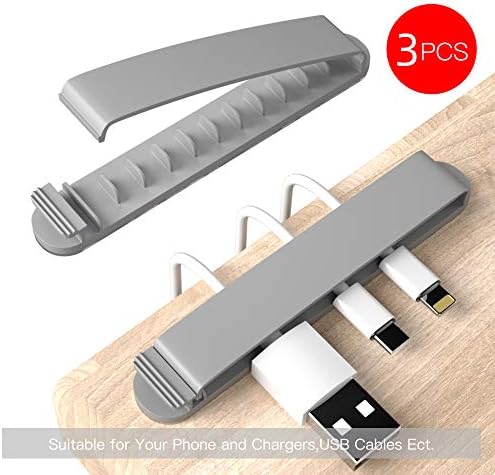 pzoz Cable Clips, 3 Pack Cord Organizer Charger Cable Management for Organizing Home Office Desk Phone Car Cable Wire, Self Adhesive Cord Holders (Gray) - Image 2