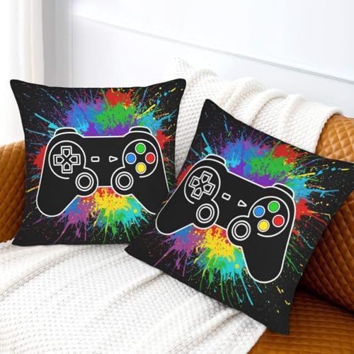 Gamer Gaming Lover Gift Pillowcase Set of 2 Game Joystick Throw Pillow Covers Shells for Couch Office Bedroom Home Decoration, 20"X20" - Image 6