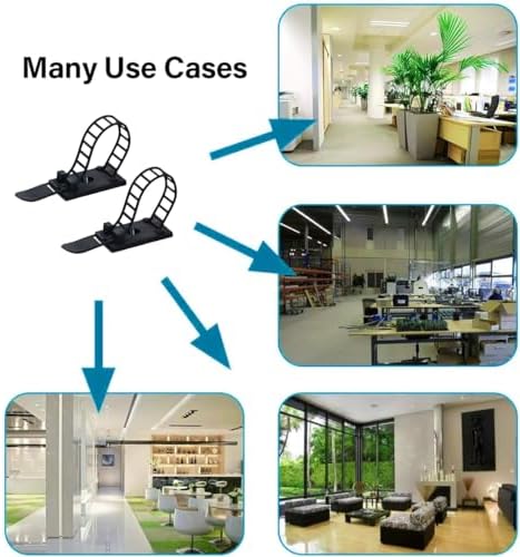 50PCS Adjustable Cable Tie Mounts – Adhesive Cord Clips with Screw Hole, Reusable Cable Organizer for Desk TV PC Gaming Wire Management, Black – Cable Tie Up - Image 7