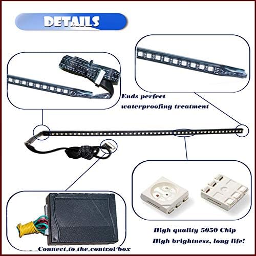 Juren RGB LED Knight Rider Scanner Light Strip 23inch 48-SMD Multicolored LED Flash Strobe Grille Light Car Truck Interior Exterior Lighting (Knight Rider Light) - Image 2