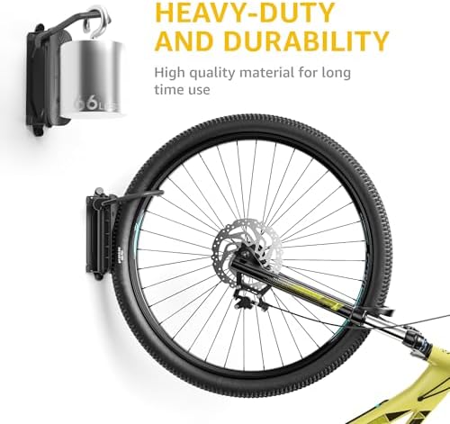 monTEK Swivel Bike Wall Mount, Vertical Bike Rack for Garage, 2 Pack, Gray - Image 3