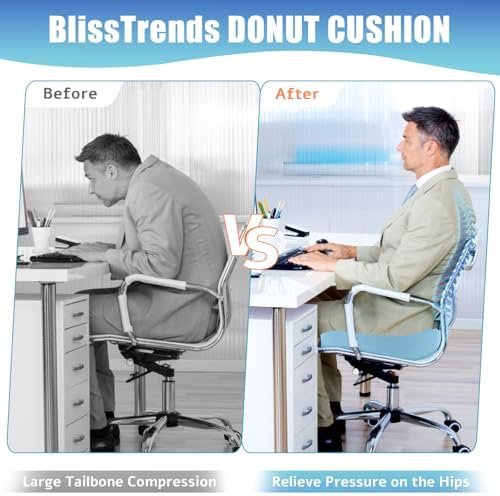BlissTrends Donut Pillow Seat Cushion, Memory Foam Lifting Cushions | Donut Chair Cushions for Postpartum Pregnancy&Hemorrhoids,Tailbone Pain Relief, for Office&Home Chairs(XX-Large, Light Blue) - Image 5