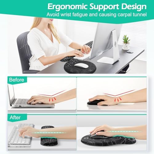 Gimars Upgrade Ergonomic Ultra-Soft Foam Keyboard Mouse Pad Wrist Rest Set, Smooth &Enlarge Wrist Support for Pain Relief, Computer, Laptop, Mac, Gaming, Office - Image 2