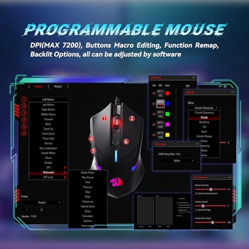 Redragon S101-3 PRO Gaming Keyboard and Mouse, RGB Backlit Programmable Keyboard Mouse with Software, Independent Macro Record Keys, Value Combo Set, New Update Version - Image 5