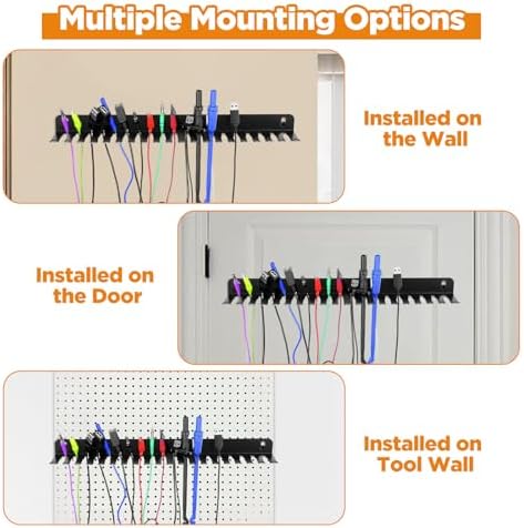 2-Pack Wall Mountable Cable Hanger and Organizer, 19 Slots 5.5-9.5mm Heavy-Gauge Steel Cord Rack with Mounting Screws for Audio/Guitar/XLR Cables, Studio & Office Cord Management - Image 5