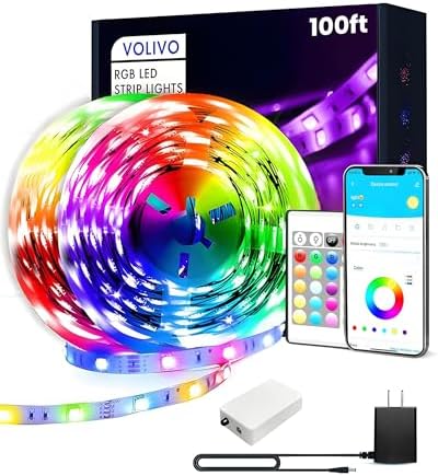 VOLIVO 100FT LED Strip Lights for Bedroom RGB Color Changing by VOLIVO