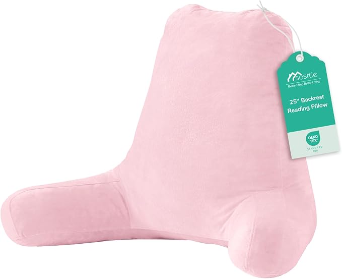 Sasttie Reading Pillow for Bed, Back Pillow for Sitting Up, Pink by SASTTIE