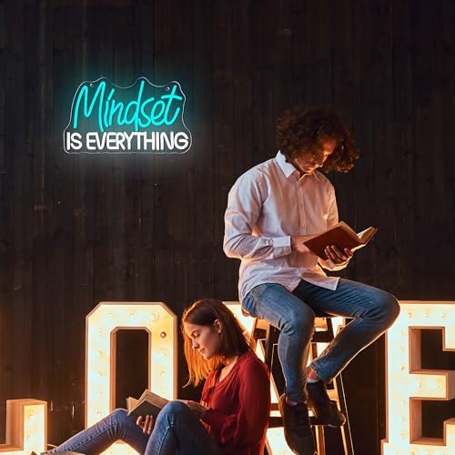 Mutank Mindset Is Everything Neon Sign Wall Decor, Motivational Neon Light USB Powered LED Dimmable, for Classroom Decor Office Gym Library Bedroom Bar Sign(14.1 * 7.8 In) - Image 5