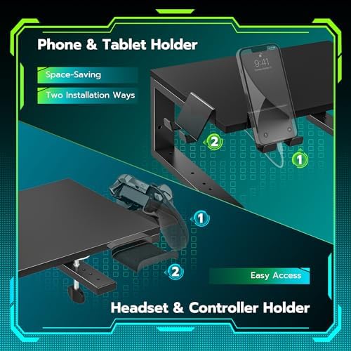 ARES WING Clamp-On 15" 3-in-1 Heavy Duty Desk Shelf Extender Black - Image 5