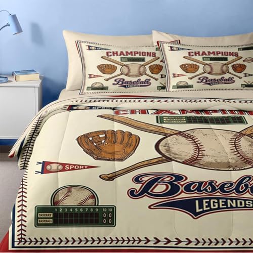 Nesker Queen Comforter Set for Boys, 7 Pieces Baseball Bedding for Kids - Image 5