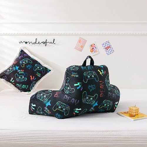 NTBED Video Game Controller Printed Reading Pillow Bed Wedge Backrest with Arms, Couch TV Relax Bed Rest Pillow Back Support Cushion for Kids Teens Boys Girls,Multi Game - Image 3
