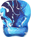 MROCO Ergonomic Mouse Pad with Gel Wrist Rest, 9.4 x 8.1 in, Blue Waves by MROCO