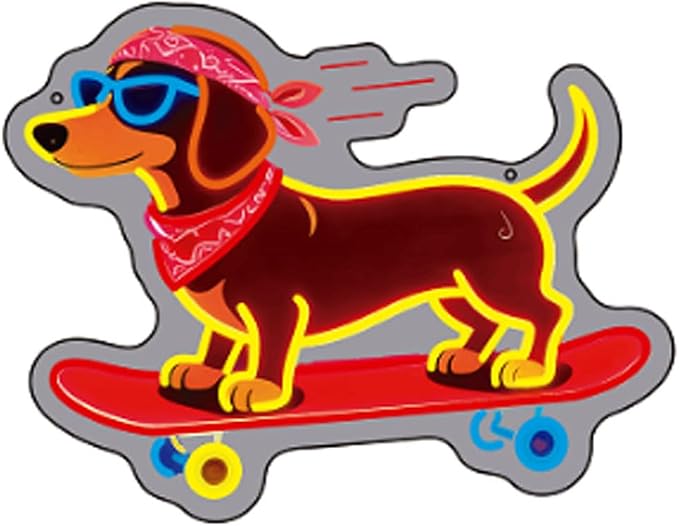 Skateboard Dog Neon Signs, Dachshund Skateboarding Neon Sign Cool LED Wall Art Decor | Dimmable Dog Lover Gift | Idea for Living Room, Bar, Shop, or Birthday Party - Image 2