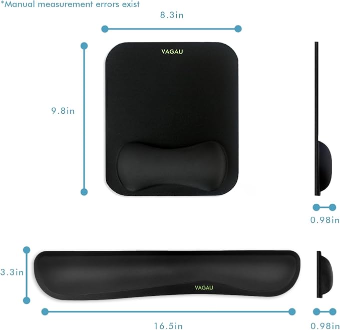VAGAU Premium Keyboard Wrist Rest and Mouse Pad Wrist Support | Ergonomic Memory Foam Set for Office, Laptop, Mac, Computer and Gaming, Comfortable Typing &Wrist Pain Relief - Image 6