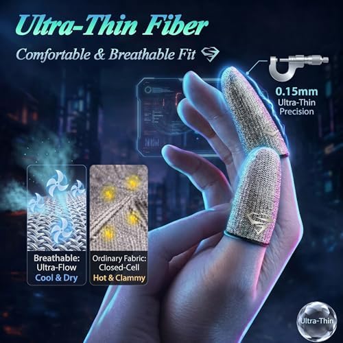 Bluradio 6 Pack Silver Fiber Gaming Finger Sleeves - Image 4