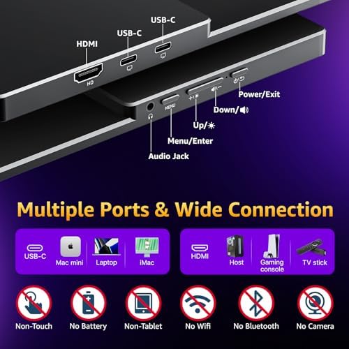 cocopar Portable Monitor 18.5 Inch 2K QHD 120Hz 120% sRGB Travel Monitor with Speaker HDMI USB-C Second Screen for Laptop MacBook Surface PC Xbox PS4/5, VESA Mountable, with Kickstand - Image 6