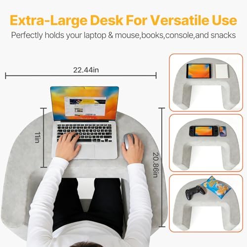 Sweetcrispy Reading Pillow Lap Desk, Storage Pockets, Ergonomic, Grey - Image 5