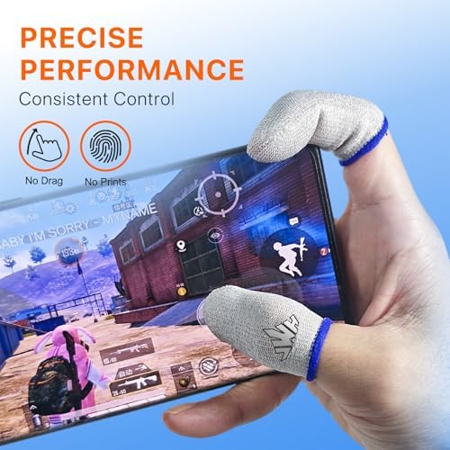 JWH 6 Pack Ultra Thin Silver Fiber Gaming Finger Sleeves White Thumb Sleeves Mobile Gaming Cots Gaming Finger Gloves for PUBG Tightly Woven Wire Silky and Sweat Proof Fundas para Dedos Gamer - Image 2