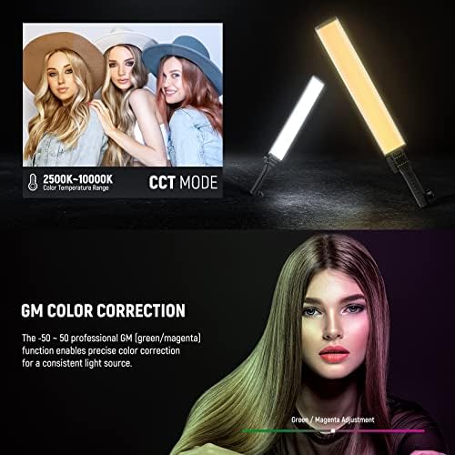 NEEWER RGB Light Wand with 2.4G/APP Control, Upgraded 360° Touchable RGBWW Hue Mixer Photography Handheld LED Video Lighting Stick with 2500K-10000K, CRI/TLCI97+, 18 Scenes, 7.4V/31Wh Battery, BH-30S - Image 3