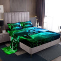 Feelyou Kids Boys Green Gamer Sheet Set King Size, Honeycomb Gaming Bed Sheets Set Lightning Gamepad Sheets with Deep Pocket Fitted Game Room Decor Bedding Set Microfiber Soft Bed Set by Feelyou