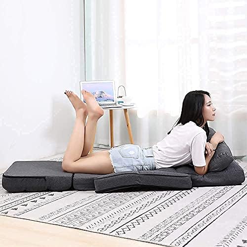 Indoor Floor Gaming Chairs for Adults with Back Support,Chaise Lounge, 14-Position Folding Lazy Sofa with Pillow for Living Room, Bedroom, Balcony(Grey) 8803GR - Image 5