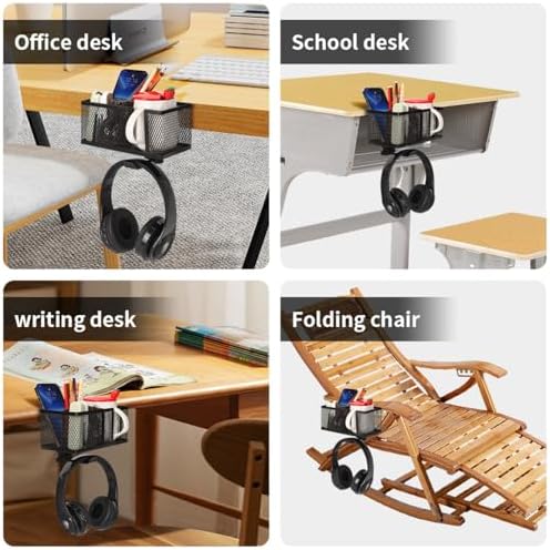 Secure Clamp MultiPurpose Organizers For Gaming Setups Bedside TableChair Holds Essential Steadily Headsets Hanger Gaming Desk Cup Holder Attachment - Image 4
