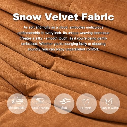 Bean Bag Chair for Adults, Memory Foam Bean Bag Sofa with Waterproof Fabric | Dark Orange, armless lounge shape with no wall support, ideal for apartments, reading nooks, gaming rooms, and movie nights - Image 5