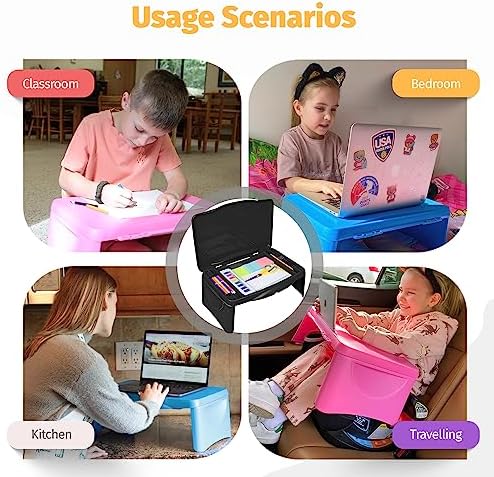 Folding Lap Desk - Foldable Table for Work, Study, Gaming, Arts, Crafts, School - Collapsible Laptop Tray with Storage Compartment - Portable Writing Station for Kids, Adults (Black) - Image 6