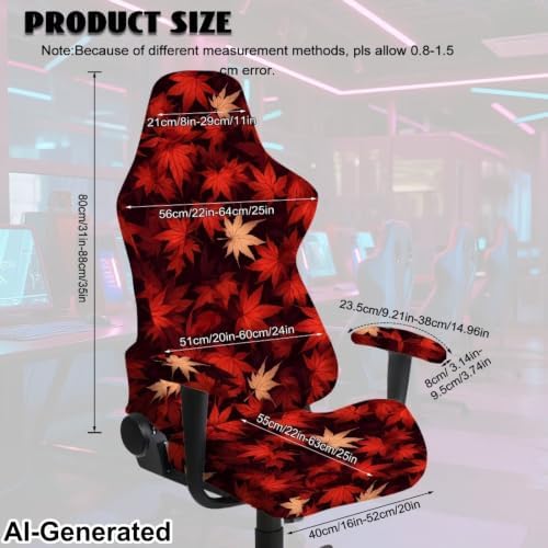 Fall Maple Leaves Gaming Chair Cover with Armrest Set of 4 Office Computer Chair Slipcovers Autumn Theme Split Computer Chairs Slipcovers for Holiday Home Club Office - Image 7