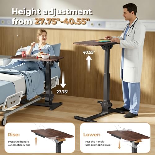 JOY worker Foldable Portable Laptop Desk, 180° Tilt Overbed Bedside Table - Image 4