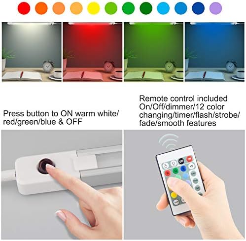 LUXSWAY Plug in Color Changing Led Bar Light,Led RGB Strip Light with Remote,Super Bright Under Cabinet Lighting,Multicolor Stick On Lights for Under Counter, Desk,Cupboard, Room (18 Inch) - Image 2