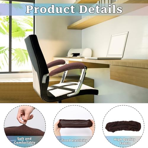 Vin Beauty Office Chair Armrest Covers, 2Pcs Office Removable Arm Rest Covering, Elastic Chair Armrest Covers, Office Seat Hand Rest Protector, Arm Covers Protectors for Office Chair(Coffee) - Image 3