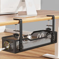 Under Desk Cable Management Large, Cinati 16" Cable Management Box for Table Thickness up to 3", Wire Cord Organizer with Clamp No Drill, No Damage to Desk (Black) by Cinati